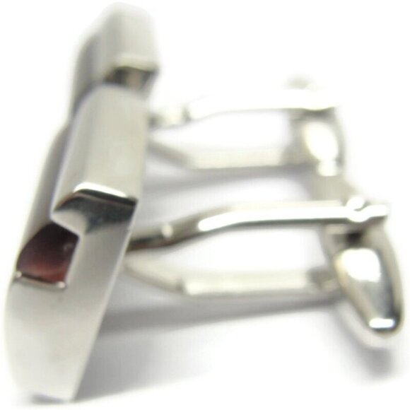 Silver Tone Black Cufflinks Shirt Formal Wedding Accessories Tux Vintage IOB - Picture 14 of 16